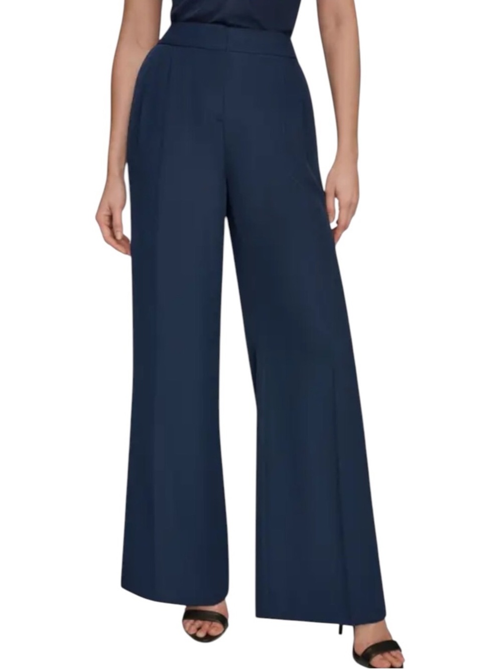 DKNY Women's Navy Straight-Leg Dress Trousers Size 8